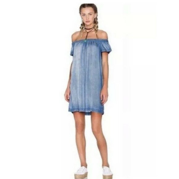 Anthropologie Cloth & Stone chambray mini Dress - - Picture 4 of 9